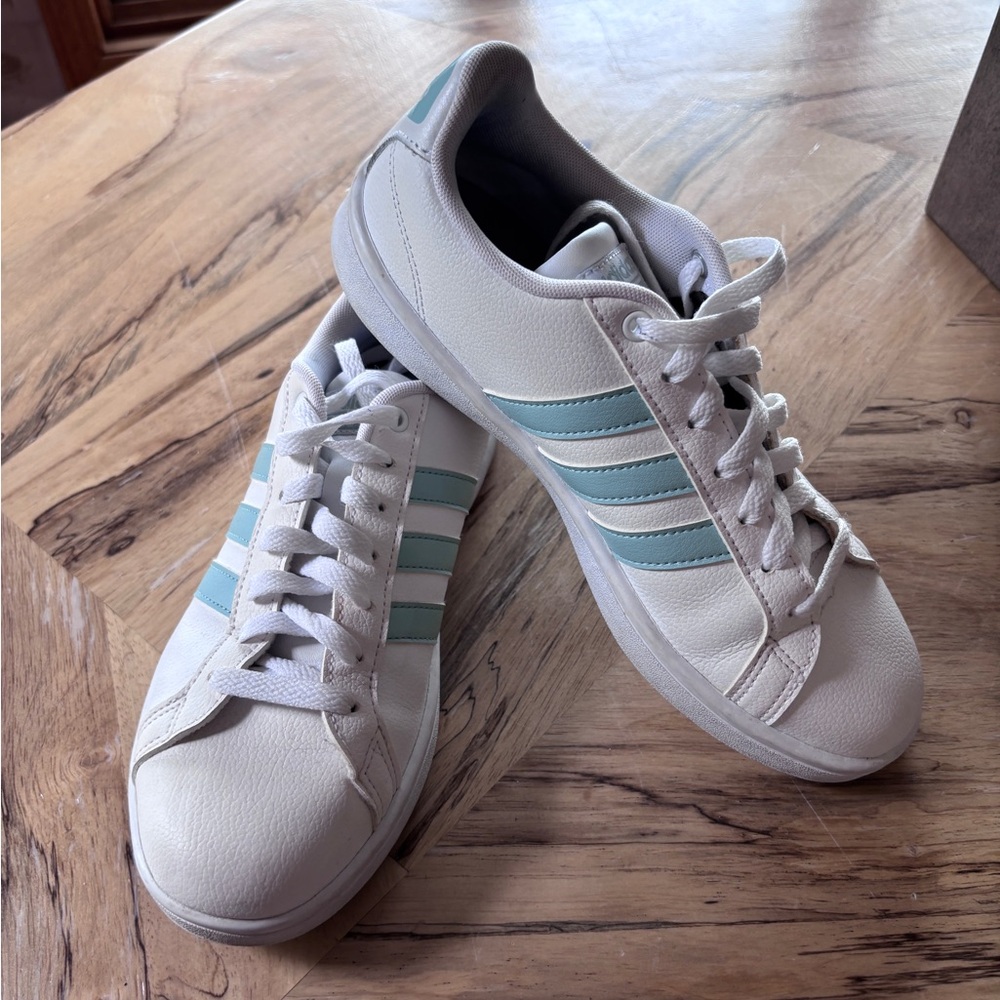 Adidas White and Blue Classic Sneakers